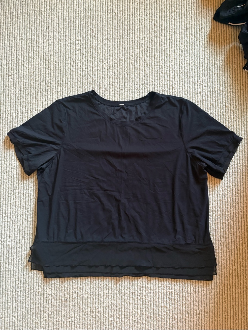 lululemon athletica Black Layered Hem Short Sleeve Tee